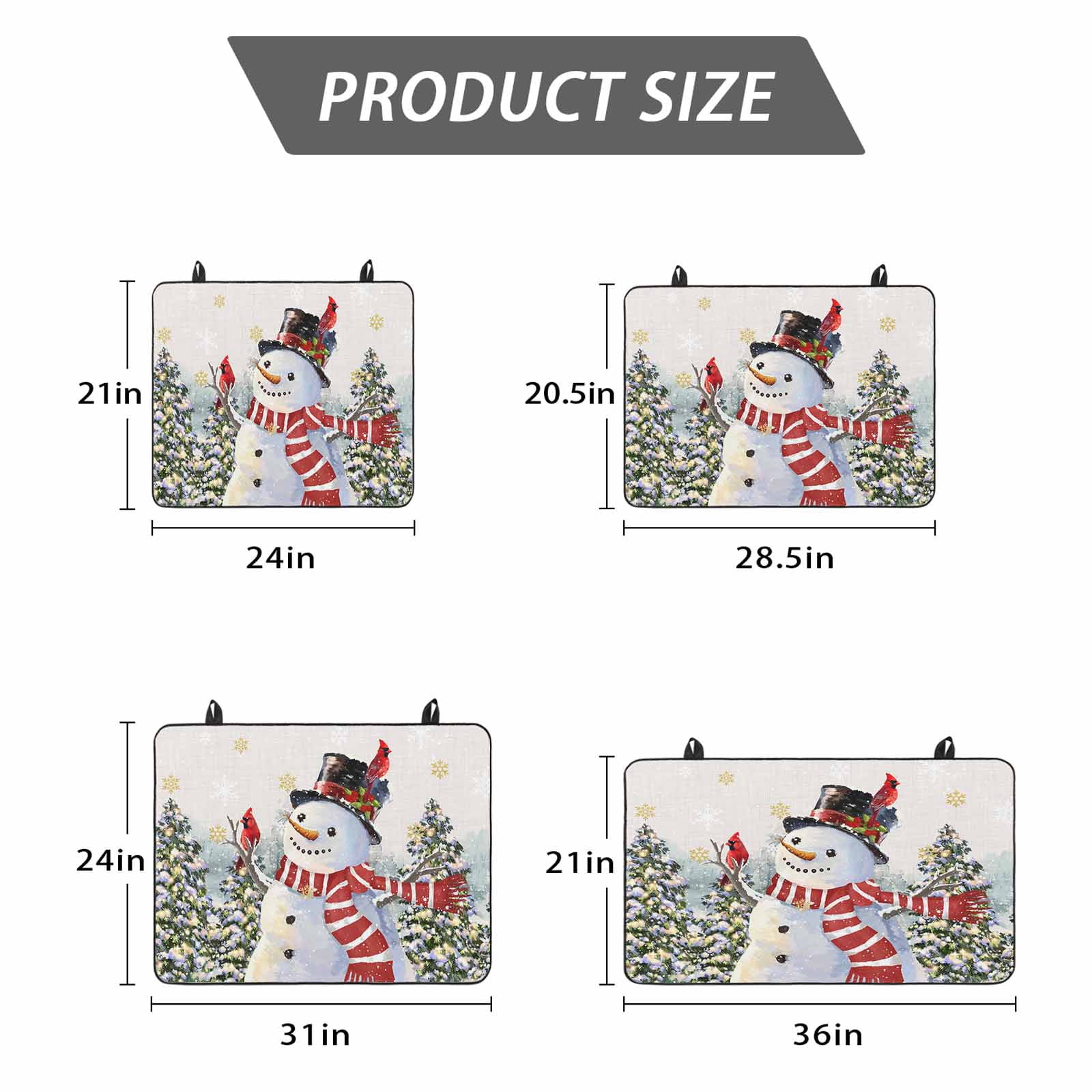 Beige Burlap Snowman Stove Top Cover for Electric Stove, Heat-proof & Non Slip Glass Top Stove Cover Protector, Christmas Tree Snowflake Winter Kitchen Flat Cooktop Rubber Mat 24x21 Inches