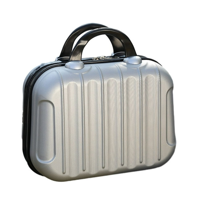 relayinert Makeup Storage Organizer Travel ABS Toiletry Suitcase Box Mini Boarding Luggage Cosmetic Case Large Capacity Bag Silver