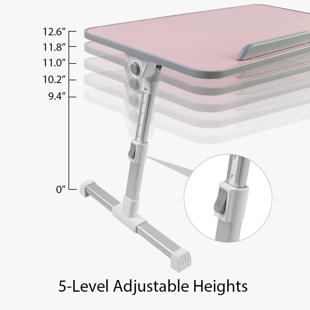 COWIN Laptop Desk Table, Adjustable Laptop Stand, Foldable Lap Desks ,Enlarged 23.62×13.4 in (Pink)