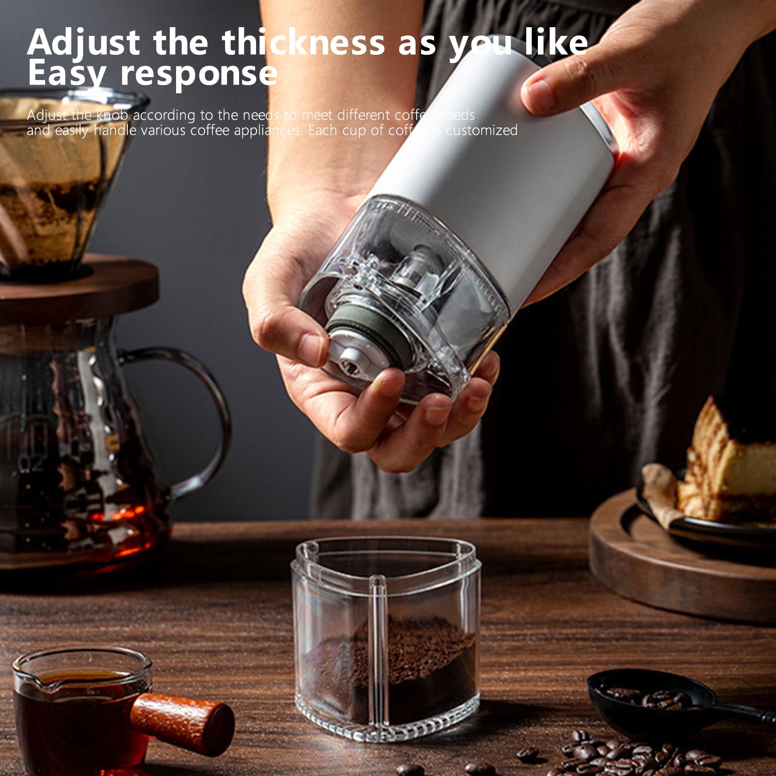 Wovilon Portable Coffee Grinder Electric, Adjust-Able Burr Mill Coffee Grinder with Multi Grind Settings for Coffee Beans, Conical Burr Coffee Grinder