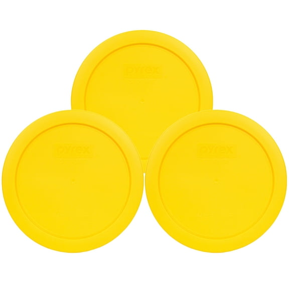 Pyrex 7201-PC Meyer Lemon Yellow Round Plastic Food Storage Replacement Lid Cover (2-Pack)