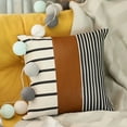 thumbnail image 3 of MIKE & Co. NEW YORK Bohemian Striped Vegan Faux Leather Throw Pillow Brown 20x20, 3 of 7