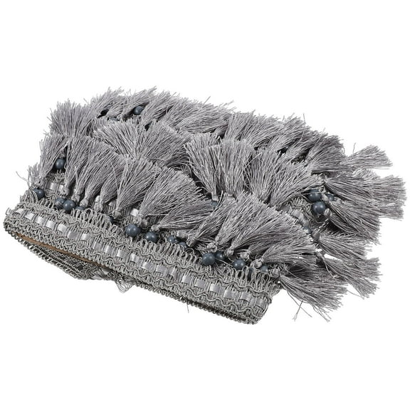 UPOUART 1Pcs Elegant Polyester Fringe Trim for Furniture and Home Decor in Grey Color