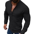 thumbnail image 3 of Male Long Sleeve Top Plain Color Soft Button Front Casual Fitted Men Sleeved Shirt for Gentlemen Black XL, 3 of 12