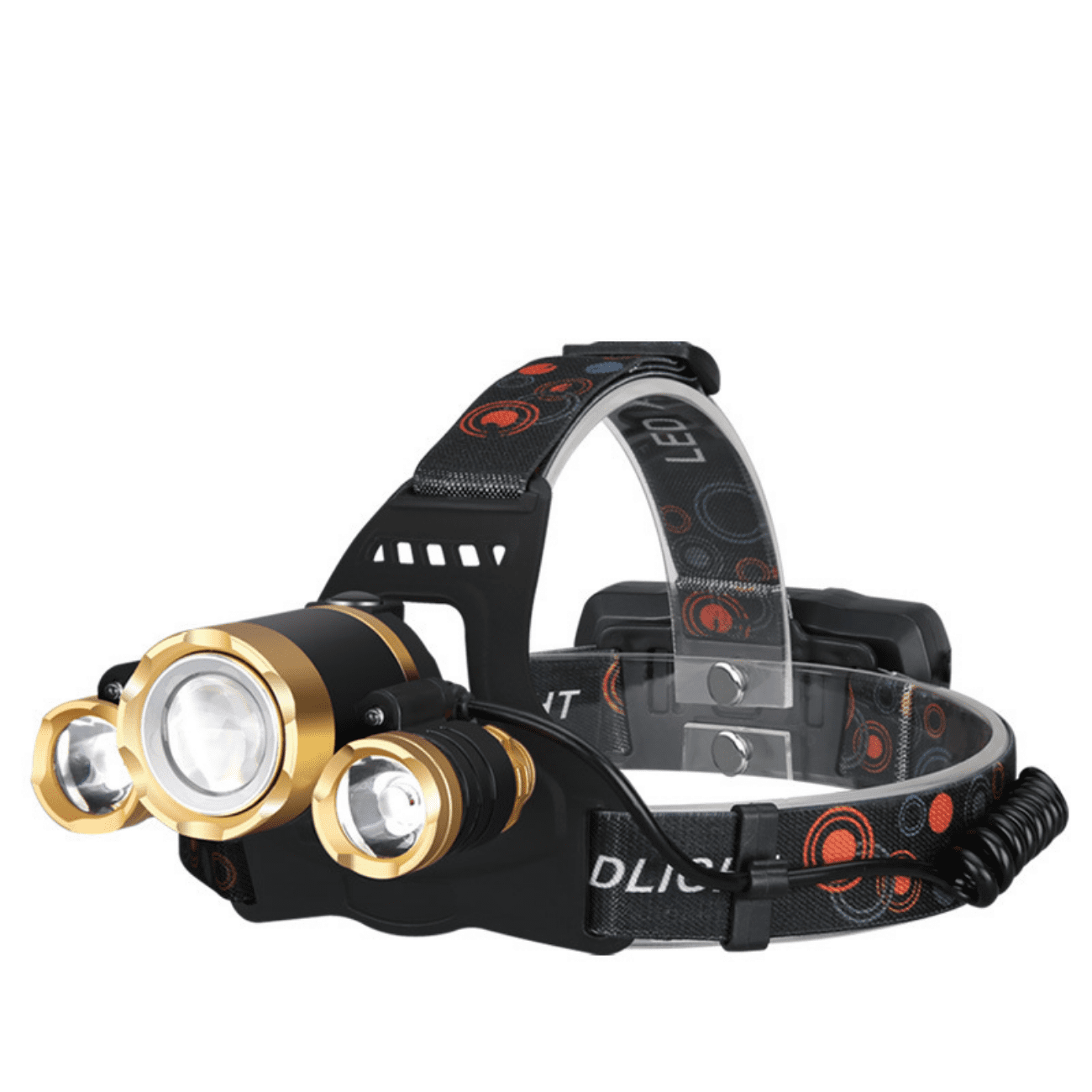 Waterproof 10000 Lumen 3 Led Headlamp XML T6 Head Lamp Powerful Led Headlight, Rechargeable Flashlight Head Lights for Camping, Hiking, Outdoors (Gold) (Gold)