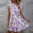 thumbnail image 2 of Youmylove Women Floral Midi Dress Chic Print Dresses Spring Summer Casual Crew Neck Easter Dress Ruffle A-Line Tiered Sundress Flowy Beach Long Dresses, 2 of 8
