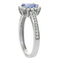 thumbnail image 4 of 14K White Gold Natural Tanzanite Flower Halo Ring Oval 6x4mm Diamond Accents, size 6.5, 4 of 4