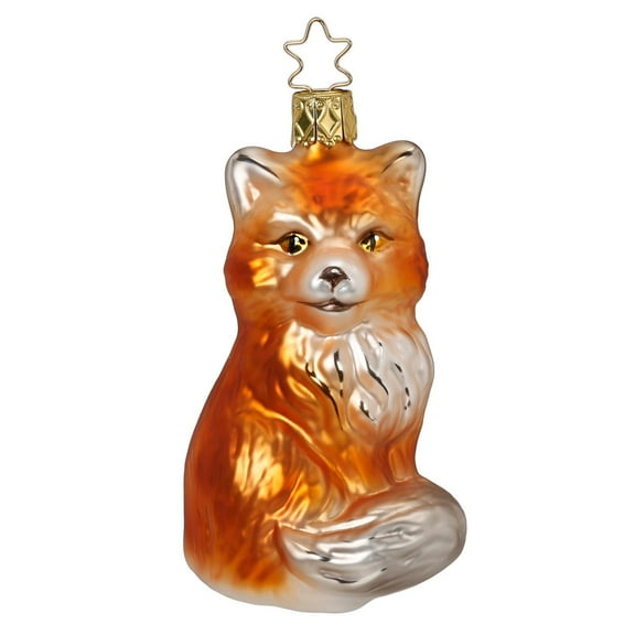 Inge Glas Furry Fox German Glass Christmas Tree Ornament FREE BOX