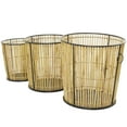 thumbnail image 5 of DecMode 20", 18", 15"H Light Brown Rattan Handmade Slatted Frame Storage Basket with Ring Handles, 3-Pieces, 5 of 7