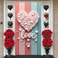 thumbnail image 6 of Pink Blue Striped Love Banner Heart Shaped Pet Backdrop White Paw Prints Romantic Valentine Background for Valentine's Day Anniversary Romantic Date, 6 of 9