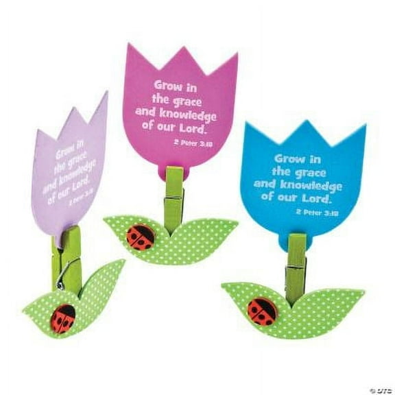 Fun Express 3D Tulip Craft Kit - Growing In His Word Faith-Based Kids Craft for Church & Home – Colorful Easy-to-Follow Perfect for Children’s Activities & Faith Celebrations - 12 Pieces