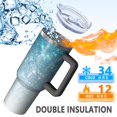 thumbnail image 5 of 40oz Tumbler with Handle and Straw, Vacuum Insulated Stainless Steel Travel Mug, Fits Car Cup Holder, Ice Crystal Print, 5 of 6