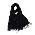 thumbnail image 1 of Women Scarf With Tassel Pure Color Thicked Home Company School Bussiness Fashion Winter Scarves Ladies Imitation Shawl Wraps Travel Holiday Decorations Black, 1 of 7