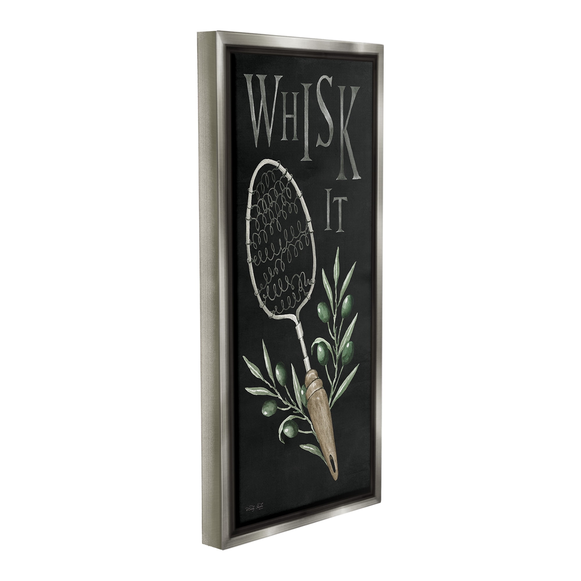 Stupell Industries Whisk It Vintage Kitchen Food & Beverage Painting Gray Floater Framed Canvas Art Print Wall Art, 14 x 31
