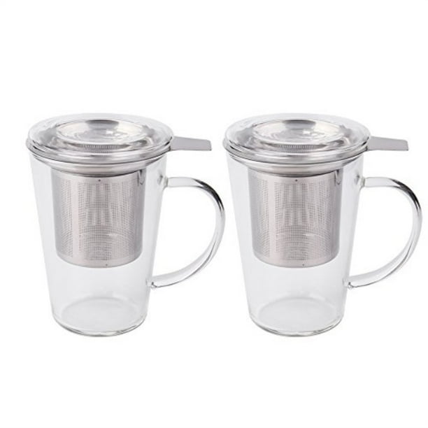 enindel fashion simple style glass tea mug with infuser and lid, tea
