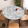 thumbnail image 5 of Pastoral Flower Blue Elastic Fitted Round Table Cover Farmhouse Floral Waterproof Outdoor Tablecloth for Holiday Party, Picnic, Patio & Dining Fits Tables Up to 45"-54", 5 of 8