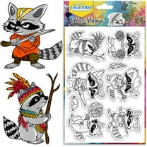 Raccoon Clear Stamps Cartoon Animals Stamps Silicone Stamps Raccoon Transparent Paper Craft Stamps for Journaling Card Making DIY Scrapbooking Handmade Photo Album Notebook