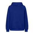 thumbnail image 5 of kpoplk Women Solid Basic Letter Loose Hoodie Sweatshirt Long Sleeve Kangaroo Pocket Drop Shoulder Pullovers To(Blue,S), 5 of 6