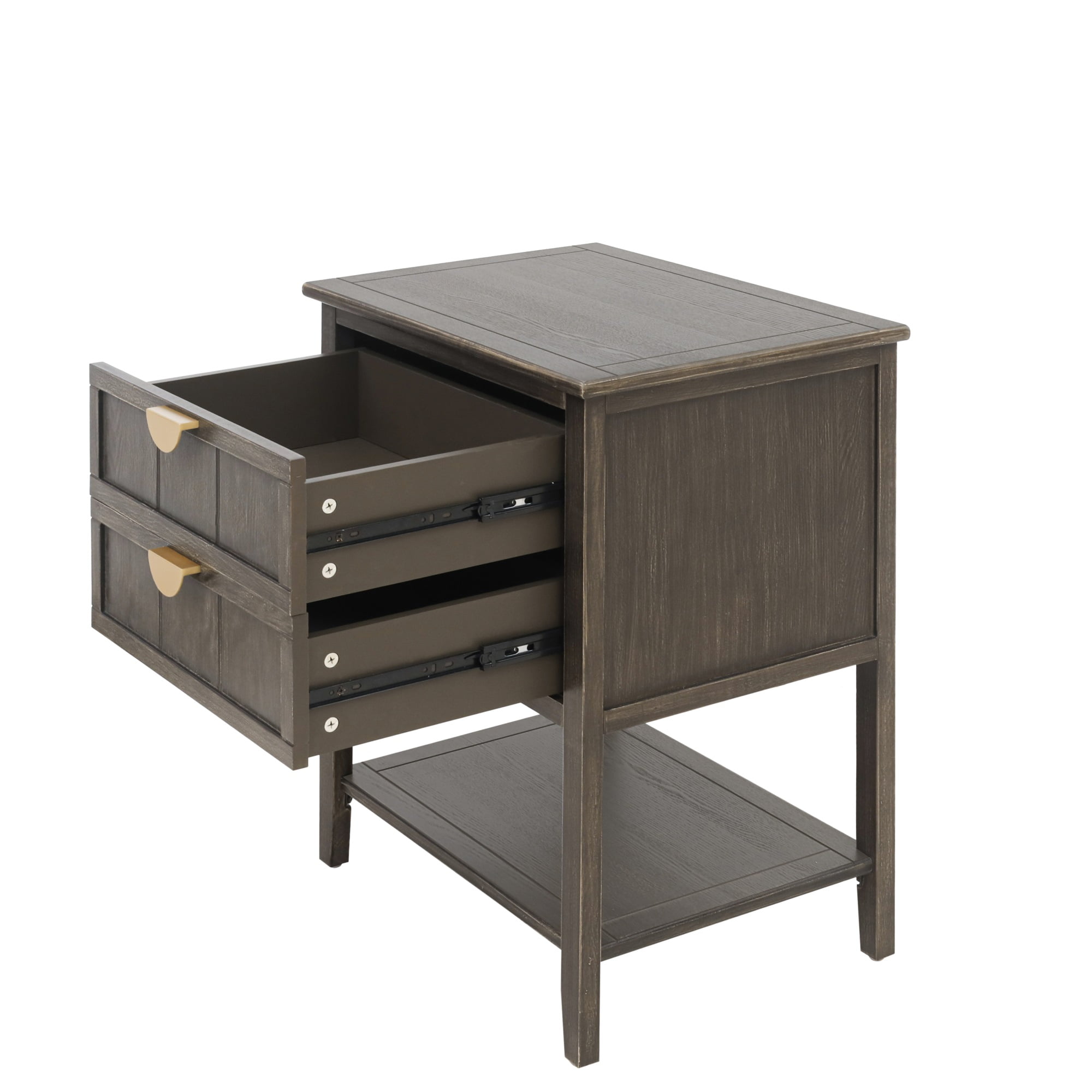 Resenkos Farmhouse Nightstand for Bedroom with 2 Drawers, Metal Handle Storage Bedside End Table, Olive Green Finish