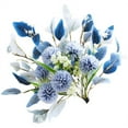 thumbnail image 5 of Artificial Flowers Fake Hydrangea with Eucalyptus Bouquet Faux Chrysanthemum Ball 1 Bunch Silk Faux Flowers for Wedding Christmas Living Room Porch Decoration Blue(Vase NOT Including),Topboutique, 5 of 5