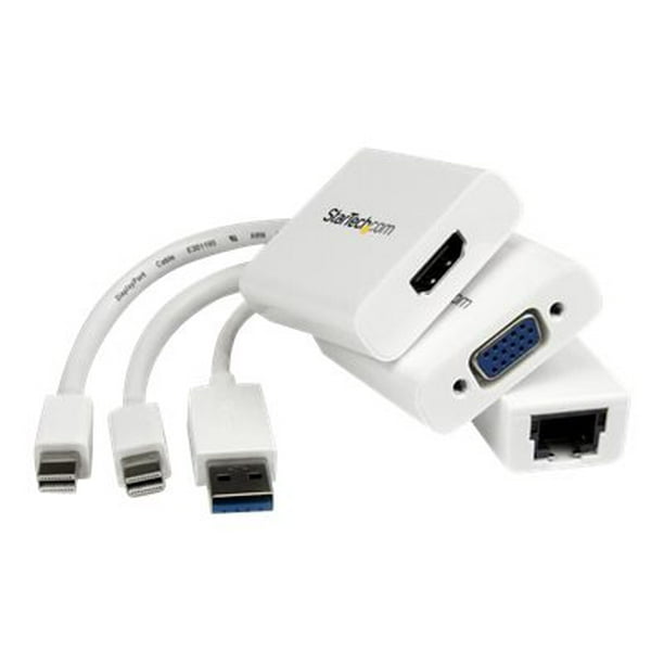 StarTech.com Macbook Air Kit Accessories - MDP to VGA / HDMI and USB 3.0 Gigabit Ethernet Adapter Bundle - Macbook Air Connectivity Kit (MACAMDPGBK) - Ensemble d'Accessoires pour Ordinateur Portable - Blanc
