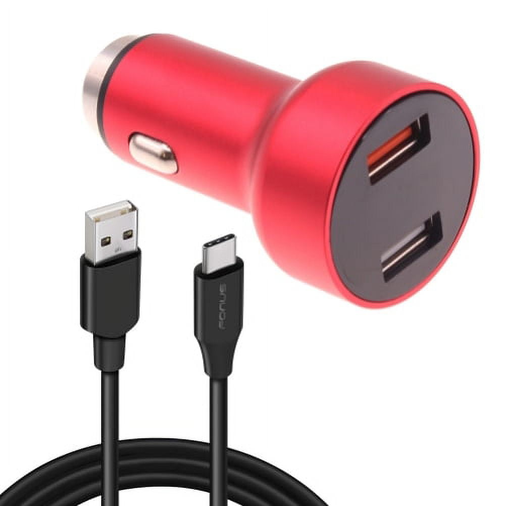 Car Charger 24W Fast 2-Port 6ft USB-C Cable DC Socket Power Adapter Long Type-C Cord D3N for Samsung Galaxy Tab S7 Plus (2020) Active Pro S3 9.7 S6 10.5 S5e 10.5 S4 10.5 A 8.4 (2020)