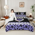 thumbnail image 4 of jejeloiu Cute Cartoon Loves Queen Comforter Set,Kawaii Leopard Print Bedding Sets,Purple Brown Bedding Comforter Set For Teens,Super Cozy Room Decor Reversible,3pcs, 4 of 8