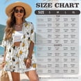 thumbnail image 7 of Xoenoiee Bee Daisy Print Women's Hawaiian Beach Outfit 2 Piece Short Sleeve Swim Cover Up Shorts Set Summer Open Front Kimono Cardigan Vacation Beachwear, S, 7 of 7