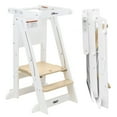 thumbnail image 3 of Little Partners Learn 'N Fold Learning Tower, Foldable Toddler Tower Baby Kitchen Stool - Kitchen Stool Helper Adjustable Ladder for Kids Ages 2 to 6 - Soft White with Natural, 3 of 12
