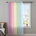 thumbnail image 4 of Rainbow Stripes Sheer Curtains 72 Inches Long, Modern Colorful Cream Striped Aesthetics Light Filering Curtains, Breathable Simi Curtain Privacy Drapes for Living Room Bedroom Window Treatment, 4 of 9