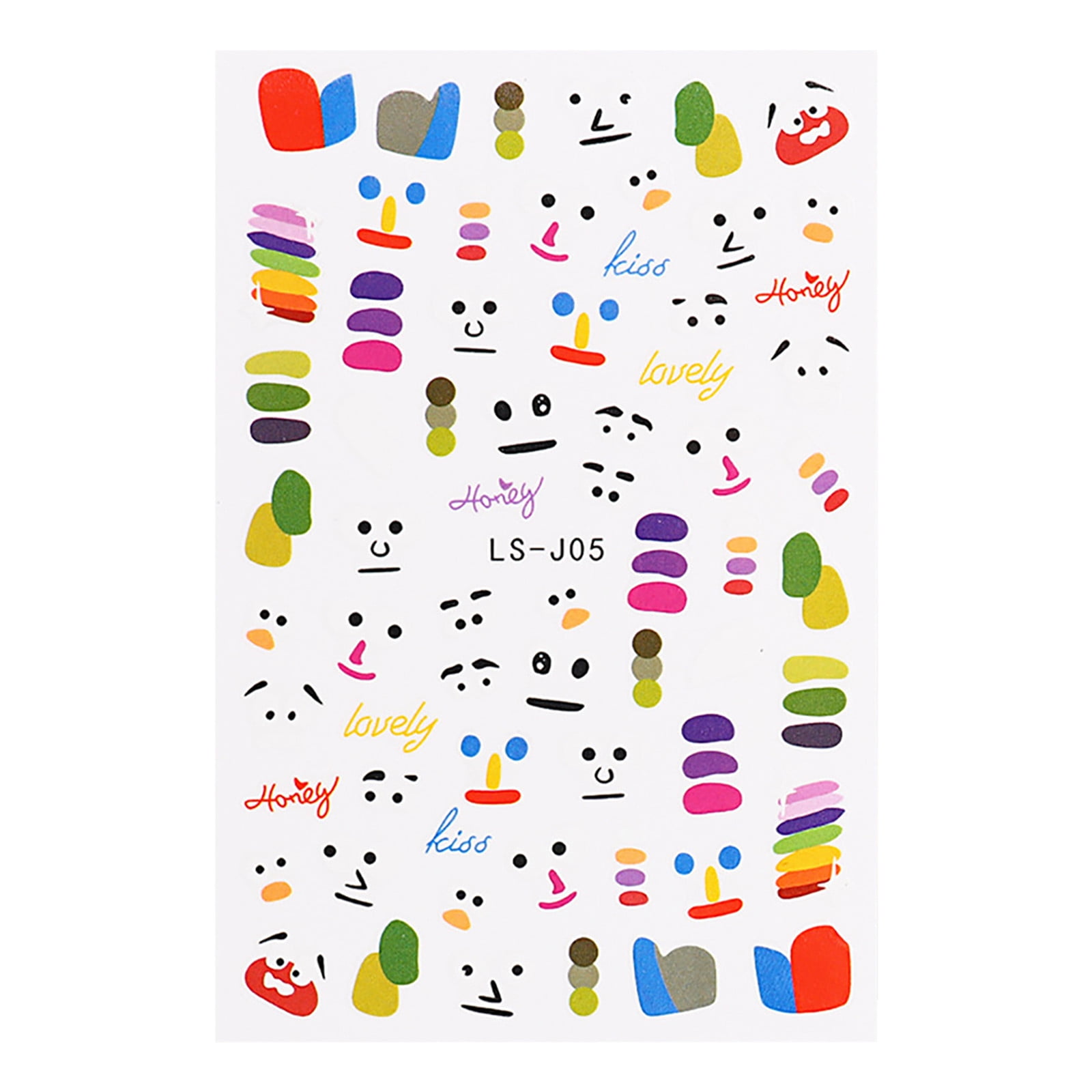 Nail Art 3D Adhesive Stickers Summer Cute Drawing Smile Face Nail Art