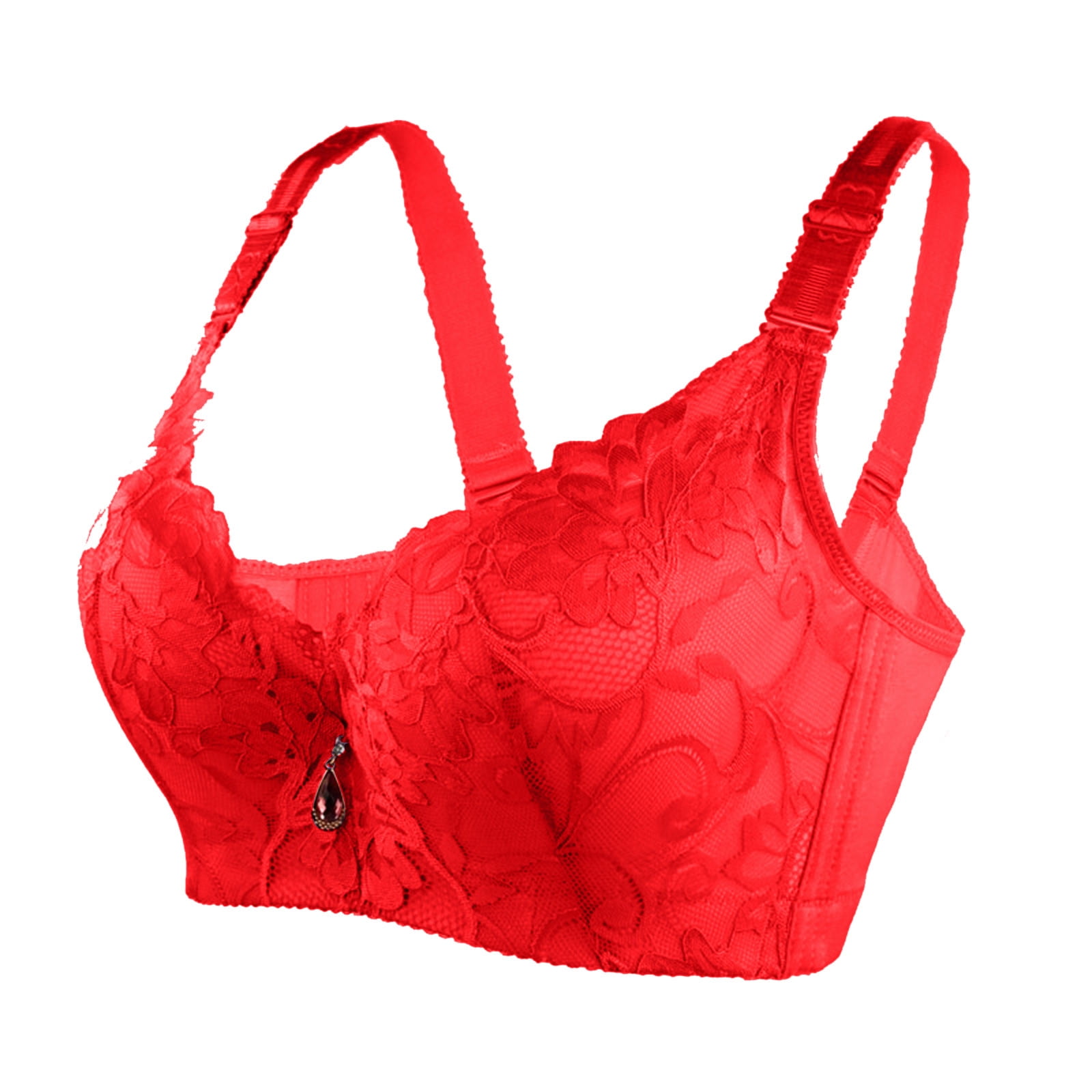 Plus Size Bras for Women Full Coverage Push-Up Yoga Bra Solid Print Red C