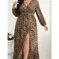 thumbnail image 5 of Women's Plus Size Leopard Print Surplice Maxi Dress Belted Stretch Fit Easy Care 95% Polyester 5% Spandex Imported, 5 of 6