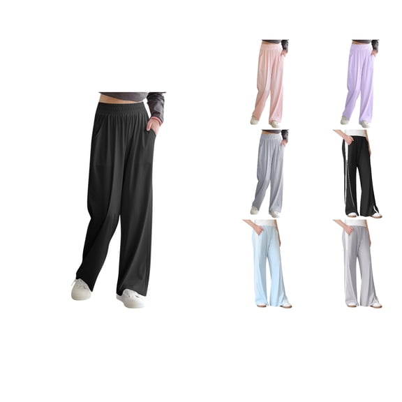 Antinious Toddler Boys Pants Solid Ice Silk Wide Leg Straight Leg Elastic Waist Sun Protection Outer Sweatpants,Boys Girls Sweatpants,Kids Jogger Pants,120,