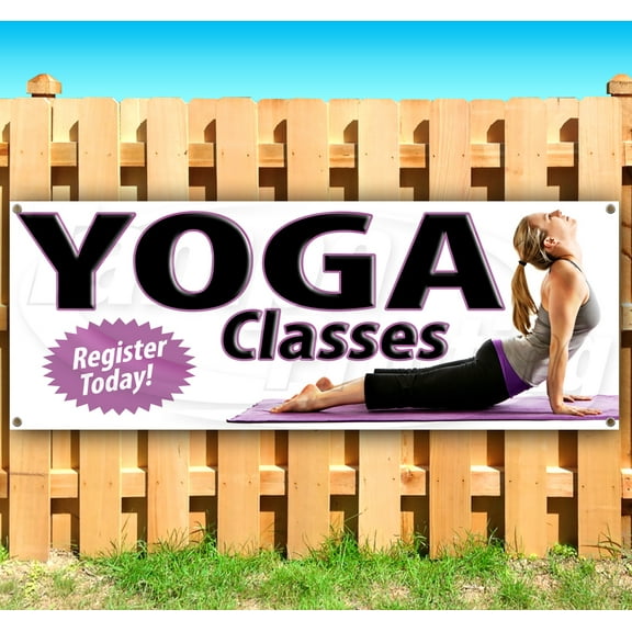 Yoga Classes 13 oz Vinyl Banner With Metal Grommets