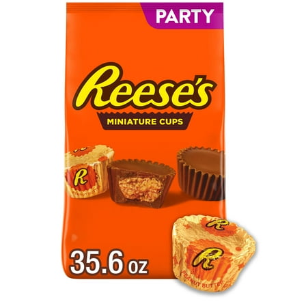 Reese's Miniatures Milk Chocolate Peanut Butter Cups Candy, Party Pack 35.6 oz