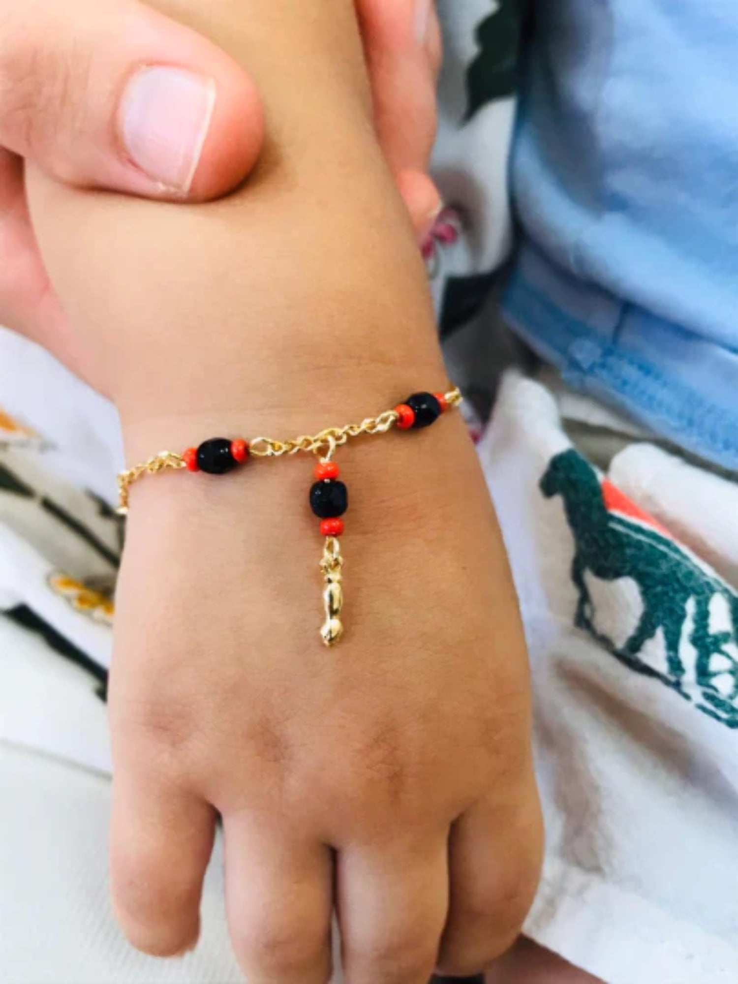 14K Gold Filled Baby Azabache Bracelet Kids Bracelet 6 Gold Azabache Bracelet Pulsera para Ninos en Oro Laminado Kids Jewelry Walmart