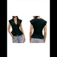 thumbnail image 3 of Blusa de Corta con Botones y Dobladillo con Volantes para Mujer, Estilo Bohemio Y2K, Estilo Cárdigan con Ribete de Encaje, para Verano Negro M, 3 of 7