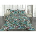 thumbnail image 2 of Ambesonne Wings of Spring Quilted Bedspread Set 3 Pcs, Colorful Butterfly, King, Shamrock Green Redwood, 2 of 4