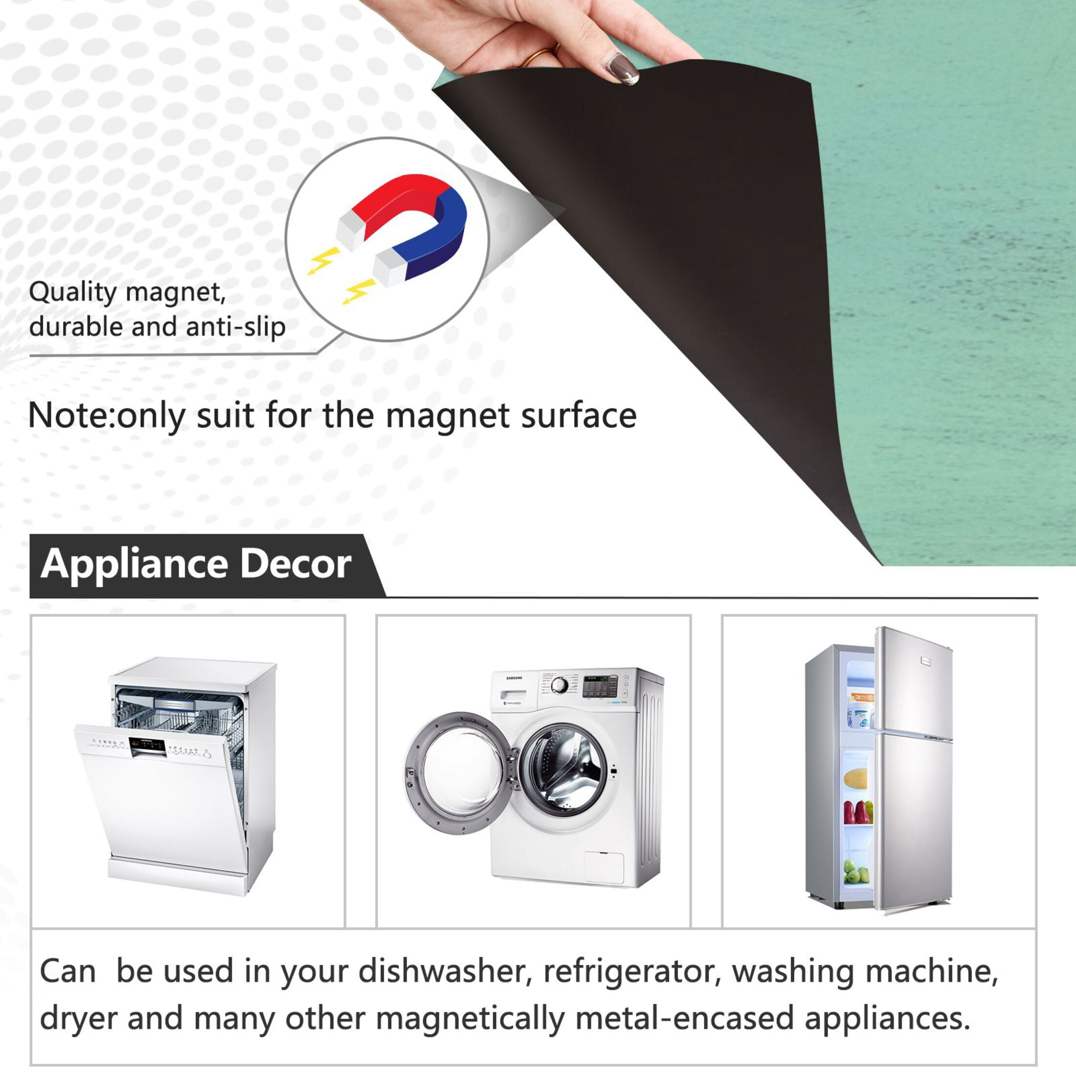 Dishwasher Magnetic Sticker 23x26 Inch Refrigerator Magnetic Sticker Washing Machine Magnetic Sticker Kitchen Panel Magnetic Sticker Home Decor Black Cartoon Cat