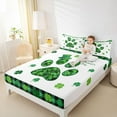 thumbnail image 4 of Feelyou Green Shamrock Leaf Bed Sheets for Teen, Plant Botanical King Sheets, Western St. Patrick's Day Sheet Set, Microfiber Bedroom Decor, 4 Pieces, 4 of 7