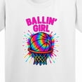 thumbnail image 4 of Inktastic Ballin' Girl Basketball Rainbow Splash Youth T-Shirt, 4 of 5