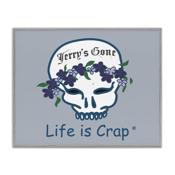 Stupell Industries Jerry's Gone Skull Novelty & Humor Painting Gray Framed Art Print Wall Art, 20 x 16