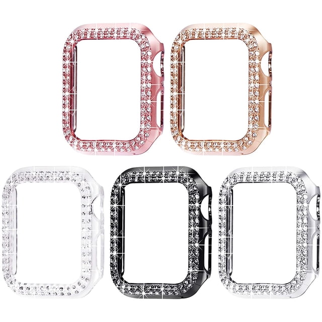 IBAOLEA 44mm Case Compatible with IBAOLEA Watch Case, Bling Frame Protective Case Screen Protector Replacement for IBAOLEA Watch Series 6/5/4 44mm, Rose Gold/Pink/Black/Silver/Clear 5 Packs 44mm
