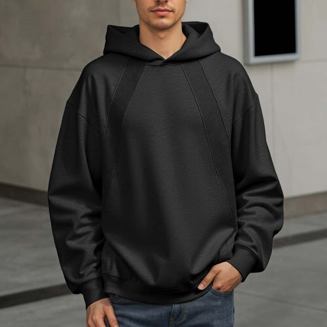 MHFRRA Sudadera Básica para Hombre, Sudadera Holgada con Capucha, Chaqueta para Hombre, Tops Negro