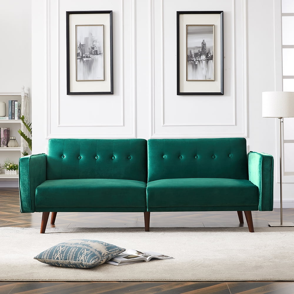 Hbaid Velvet Convertible Futon Sofa Bed Memory Foam Futon Couch Sleeper