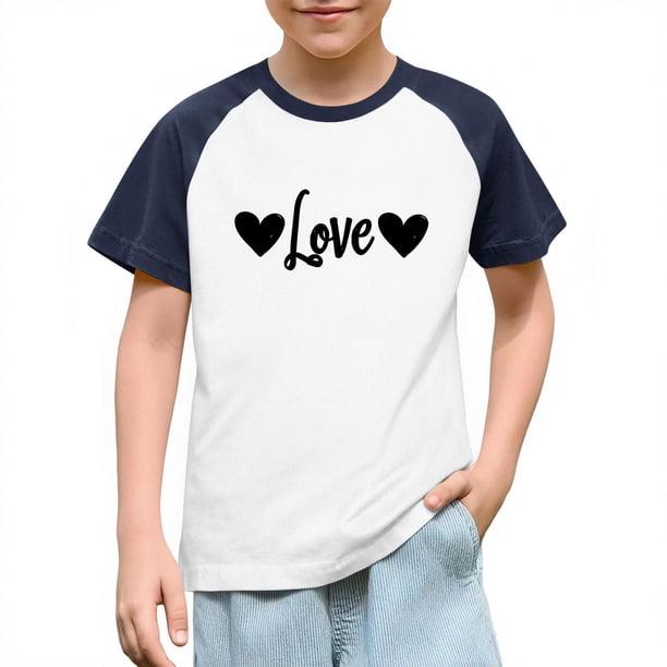 Blusas y camisas de manga corta con cuello redondo para niños y niñas, blusa de manga corta con estampado de cuello redondo