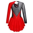 thumbnail image 2 of Doomiva Robe de Patinage Artistique pour Filles, Dos Creux, Jupe Justaucorps de Danse de Salon, Performance Lyrique, Rouge 14, 2 of 6