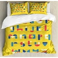 thumbnail image 1 of Alphabet Duvet Cover Set King Size, Colored Geometric Small Letters Kids School Elementary ABC Nursery, Decorative 3 Piece Bedding Set with 2 Pillow Shams, Yellow and Multicolor, by Ambesonne, 1 of 3