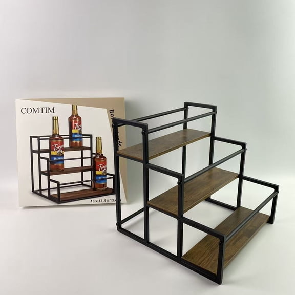COMTIM Bottle stands, 3-layer 12 bottle storage rack, for kitchen and living room -13x13.4x13.4 inches
